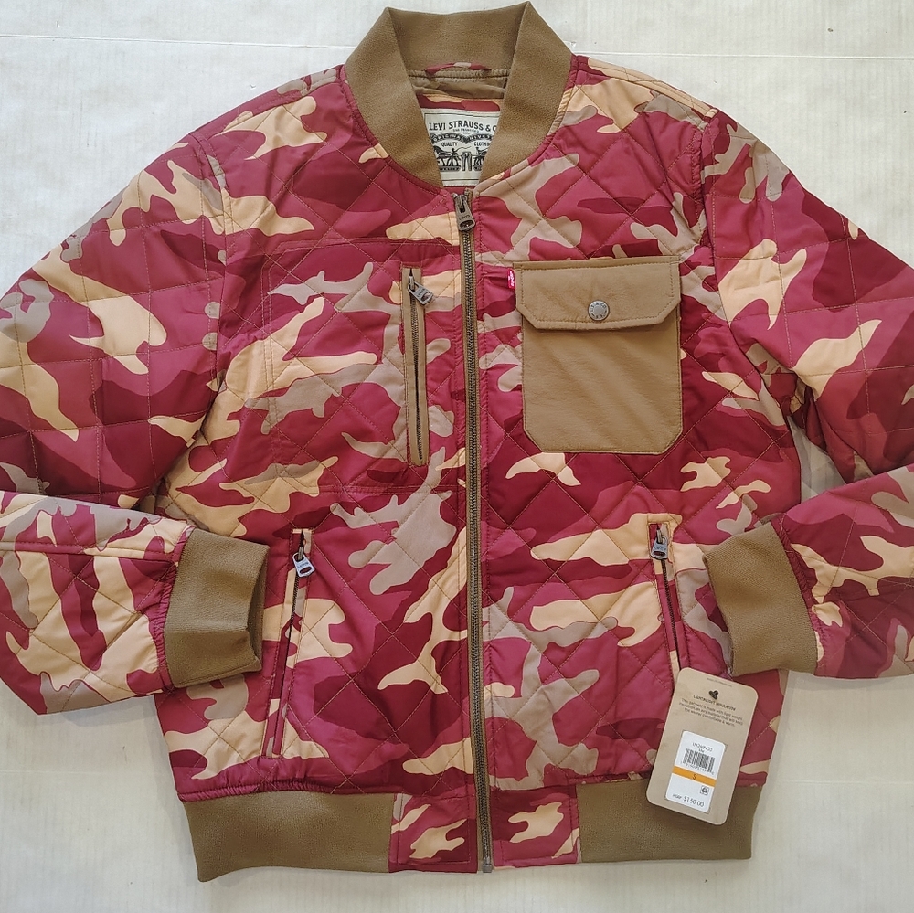 Levi's Red and Tan‎ Camo Bomber Jacket